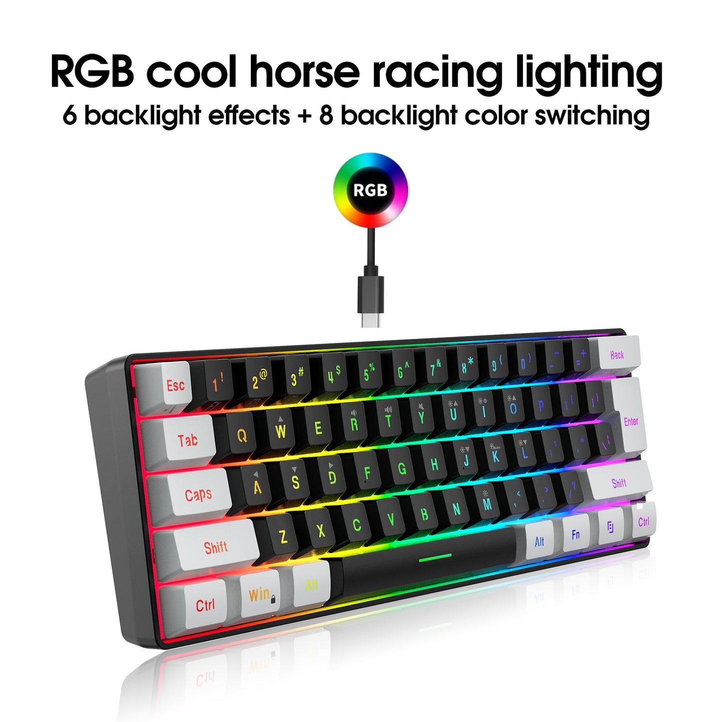 RGB Wired Tea-switch Portable Office Computer Keyboard For Gaming