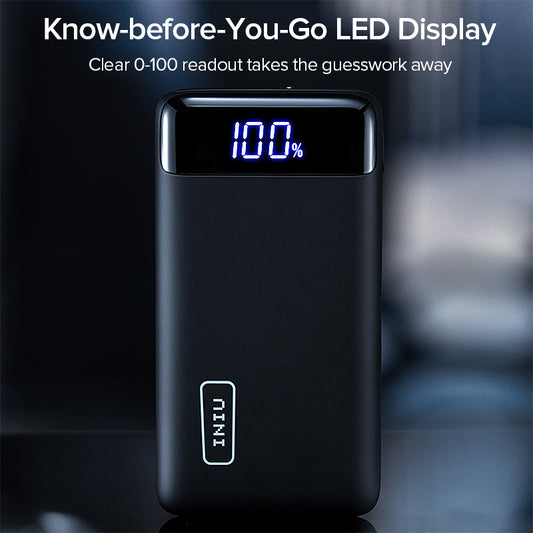 Black Led Portable Usb Charging Power Bank