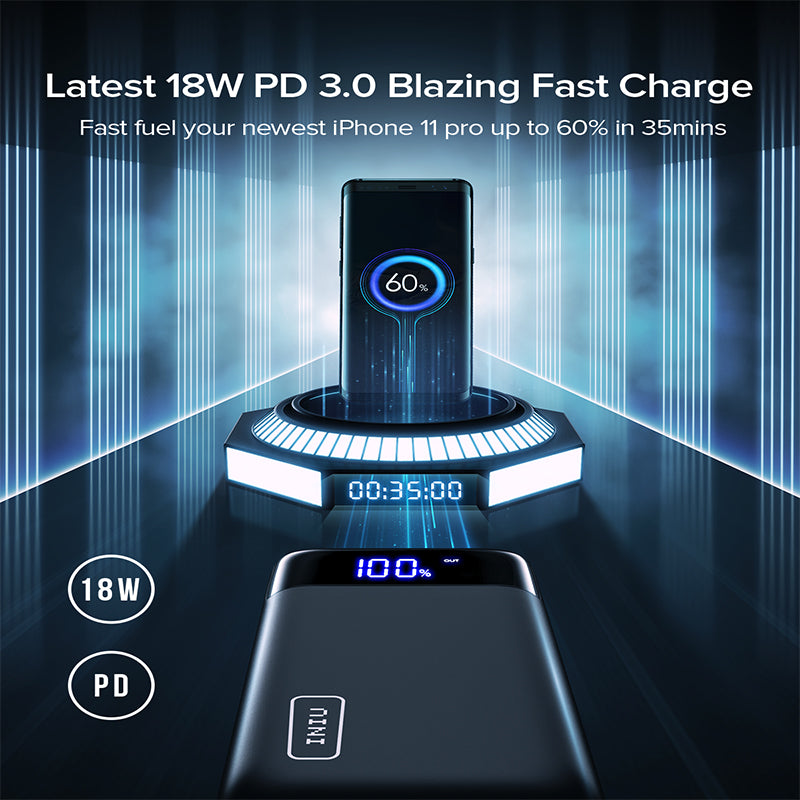 Black Led Portable Usb Charging Power Bank