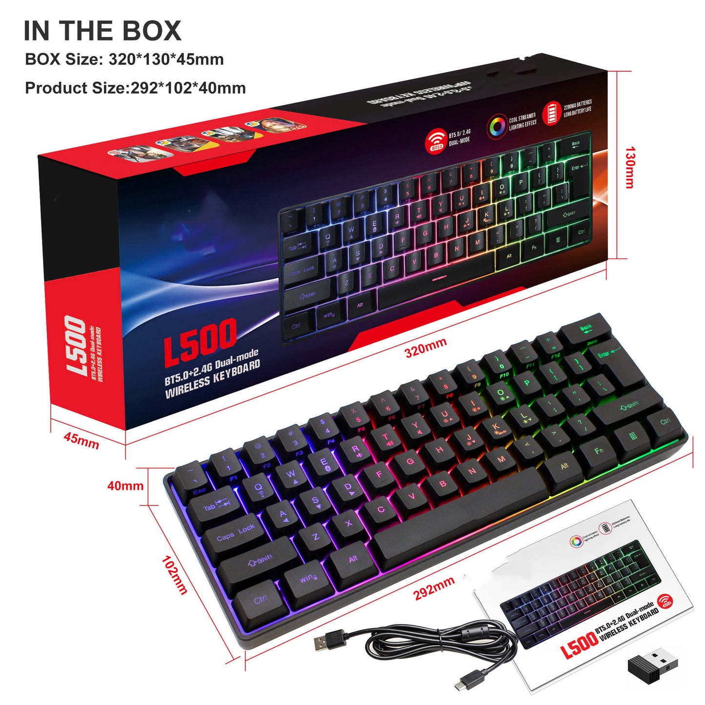 RGB Wired Tea-switch Portable Office Computer Keyboard For Gaming