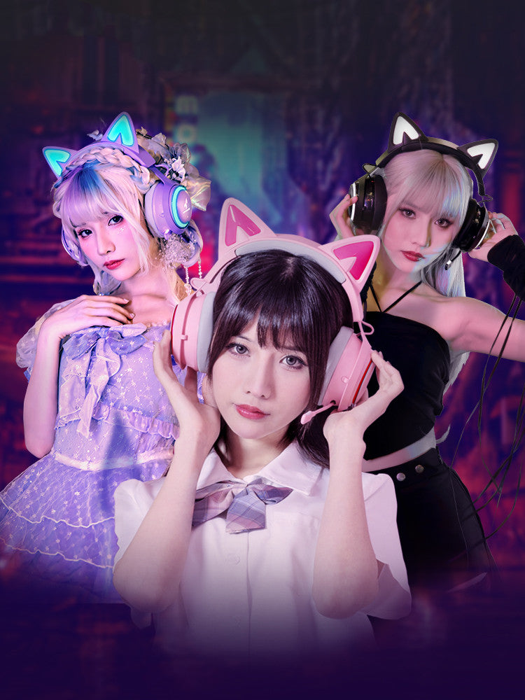 Net Red Same Style Luminous Cat Gaming Headphones
