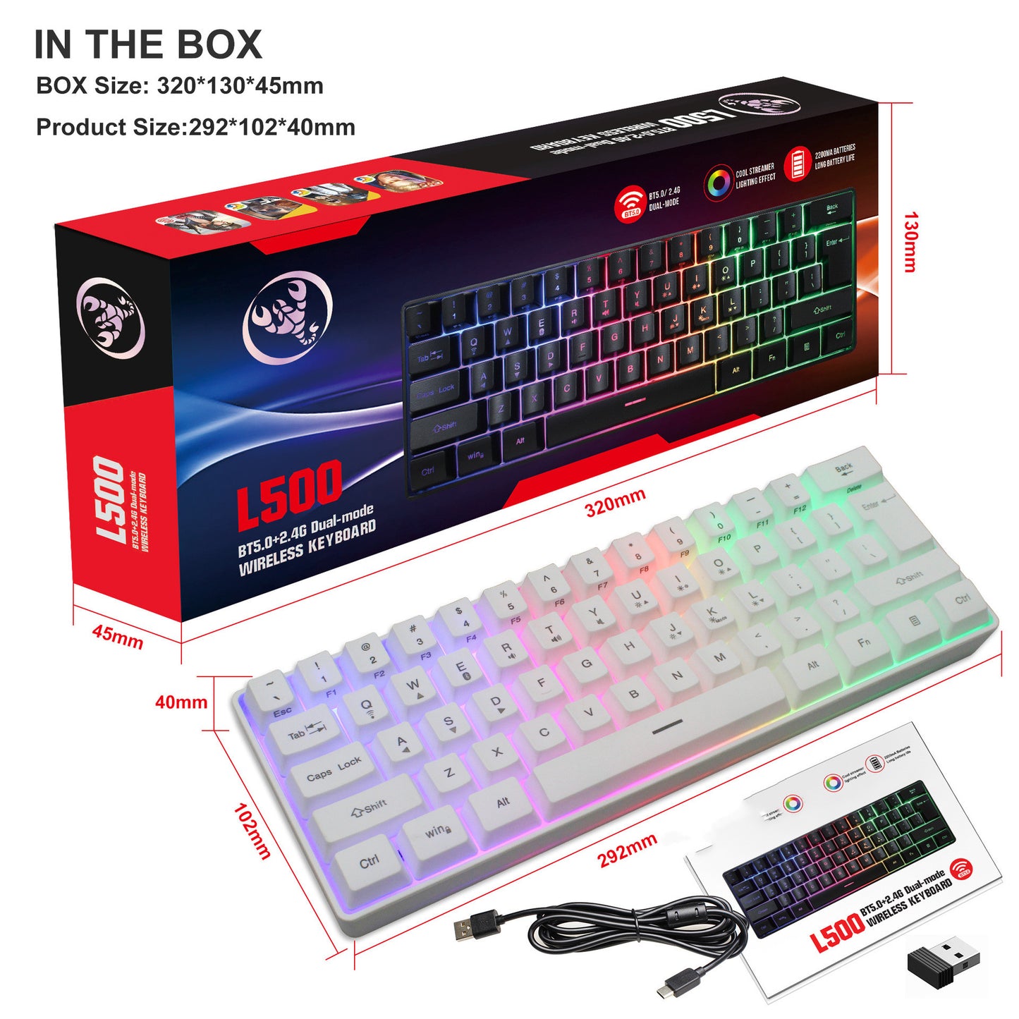 RGB Wired Tea-switch Portable Office Computer Keyboard For Gaming
