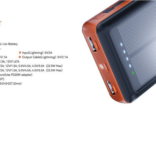 PD 22.5W Solar-Powered Portable Power Bank